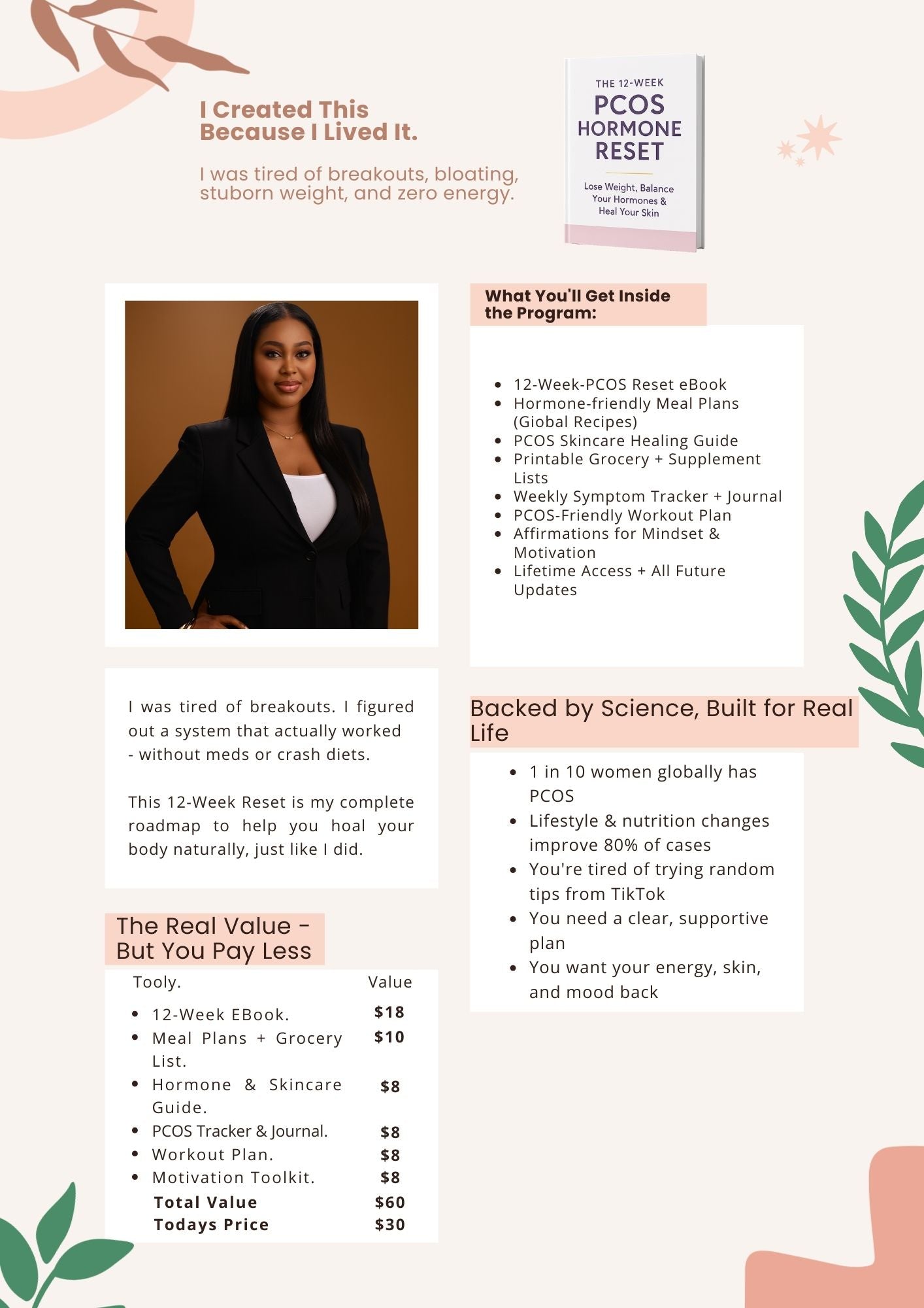 The 12-Week PCOS Hormone Reset Program (Ebook + Meal Plans + Trackers)